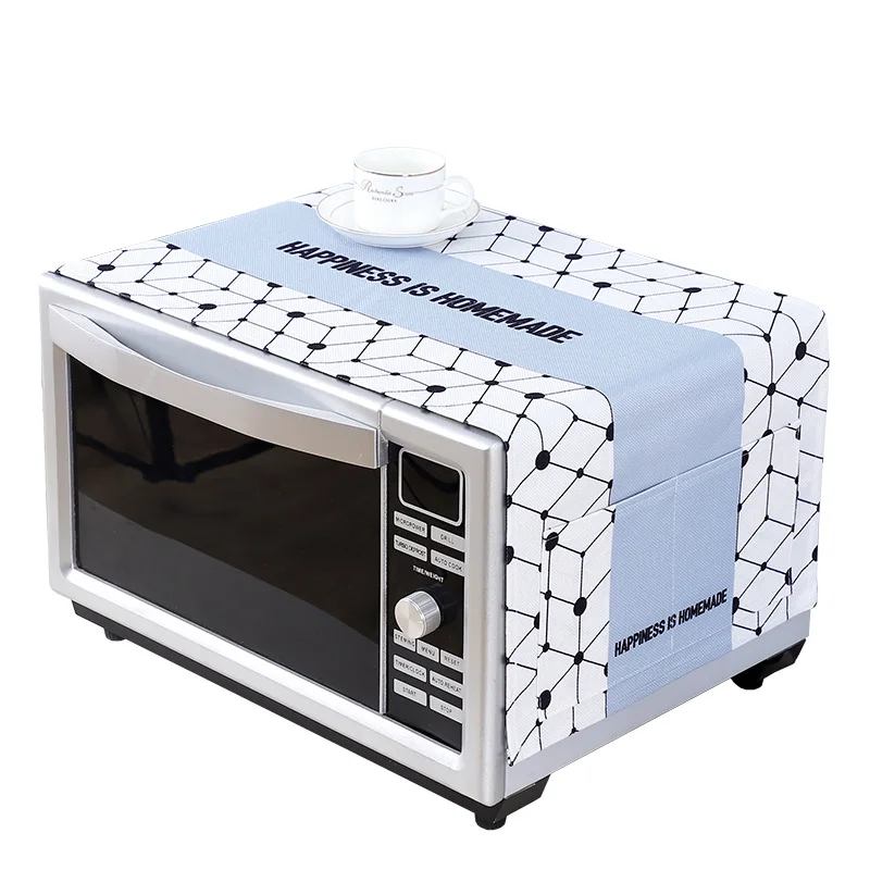 Simple Fabric Household Items Oven Refrigerator Oil-proof and Water-proof Cover Cloth Microwave Oven Cover Printed Dust Cover