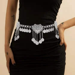 Afghan Vintage Women Body Chains Punk Gypsy Ethnic Coin Tassel Statement Body Jewelry Bohemian Charms Belly Dance Chains Female