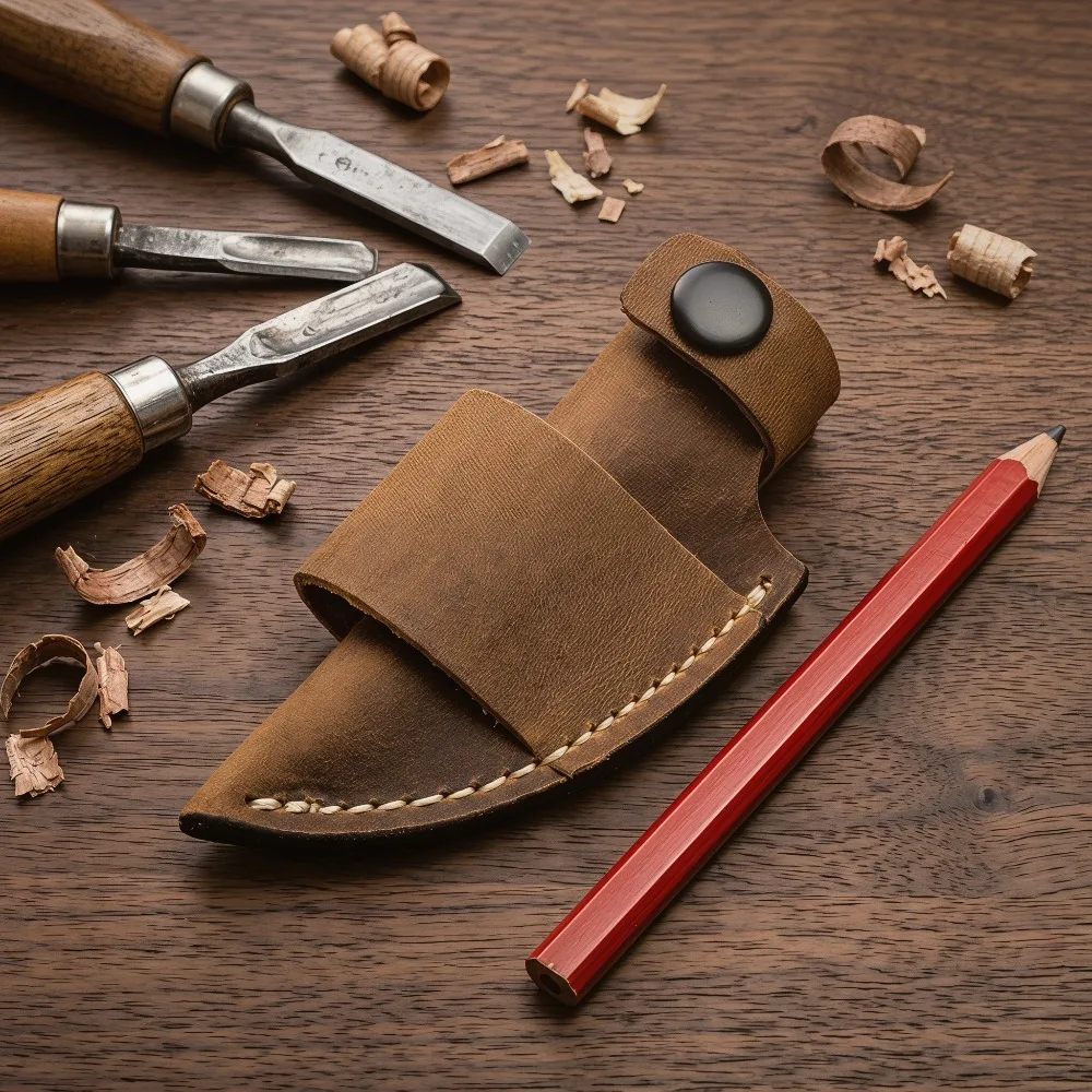 Hand Stitched Vintage Brown Leather Knife Cover Portable Waist Carry Sheath for Outdoor Fishing Camping Utility Knife