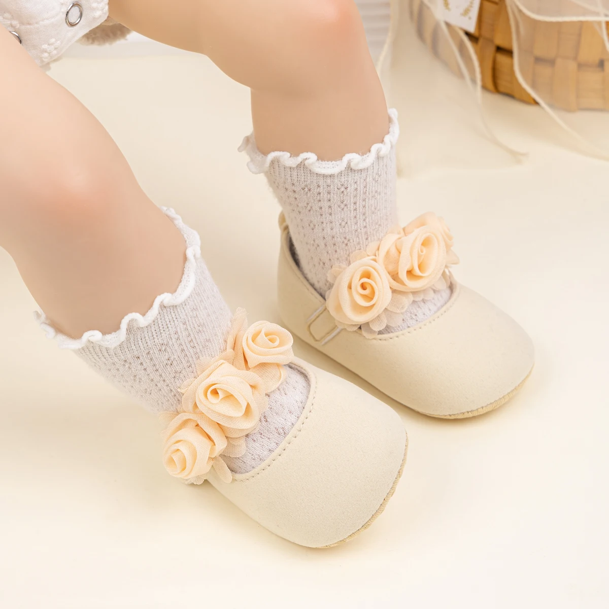 KIDSUN Baby Girls Shoes 3-Colors Flower Cotton Sole non-slip Princess Shoes Toddler First Walkers Crib Shoes Infant Moccasin