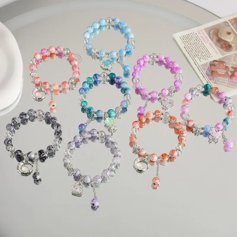 Korean Ink Colorful Sun Moon Butterfly Bracelets Bead Tassel Bracelet For Women Fashion Sweet Versatile Wedding Birthday Jewelry