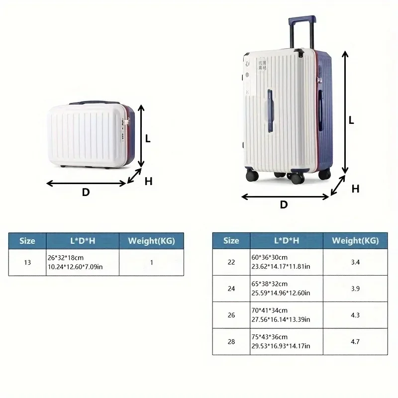 Дорожный чемодан с твердым корпусом из АБС-пластика + ПК, USB-зарядка, складной подстаканник и крючок, большая вместимость, чемодан на молнии для бизнеса, отдыха