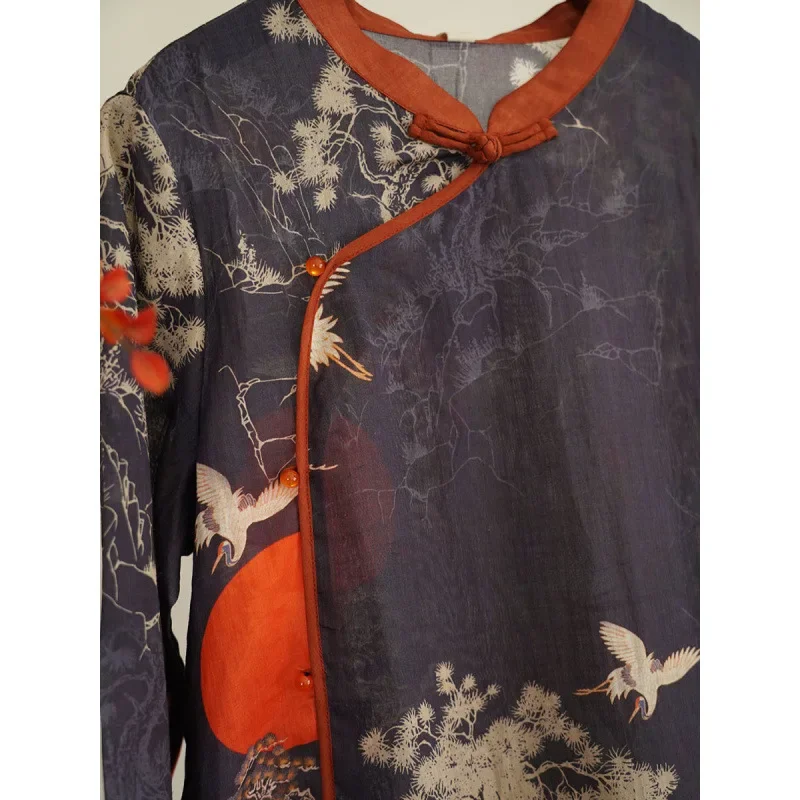 الموسم الجديد طبقة واحدة التوت فستان حريري فضفاض كرين صباح الشمس فضفاض تعديل شيونغسام تنورة النمط الصيني فستان المرأة