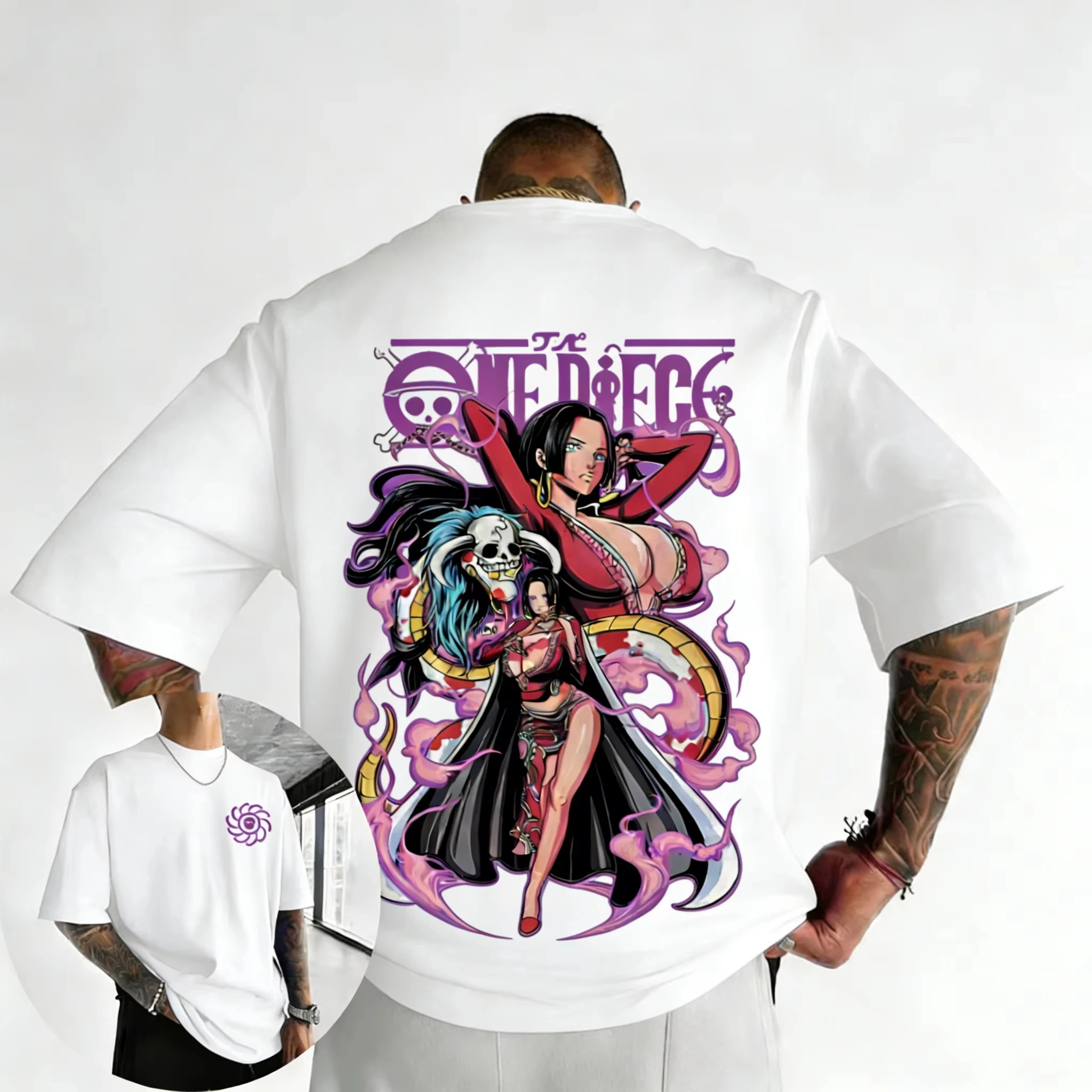 ONE PICE Unisex Summer Cotton T-shirt 2026 New Boa · Hancock Anime Printed Harajuku Oversized Loose Casual Y2K Parent-child Top