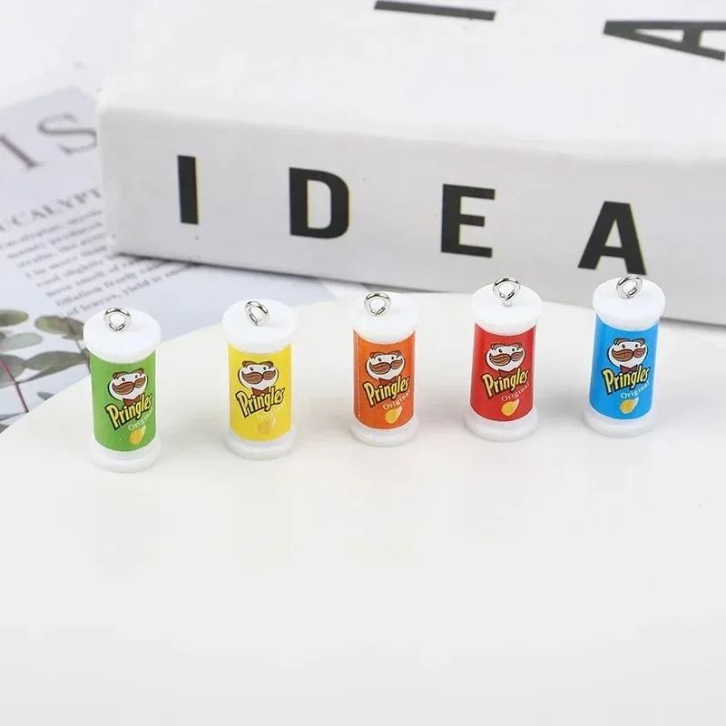 10pcs 23*10mm Simulation Of 3D Potato Chip Box Charms For Pendant DIY Handmade Jewelry for Earring Necklace Keychain
