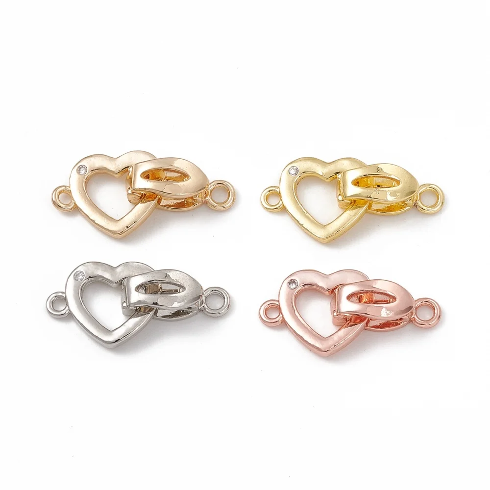 

20Sets Brass Ring Heart Fold Over Clasps Interchangeable Bail Clasp Enhancer Clasp For DIY Bracelet Necklace Jewelry Accessories