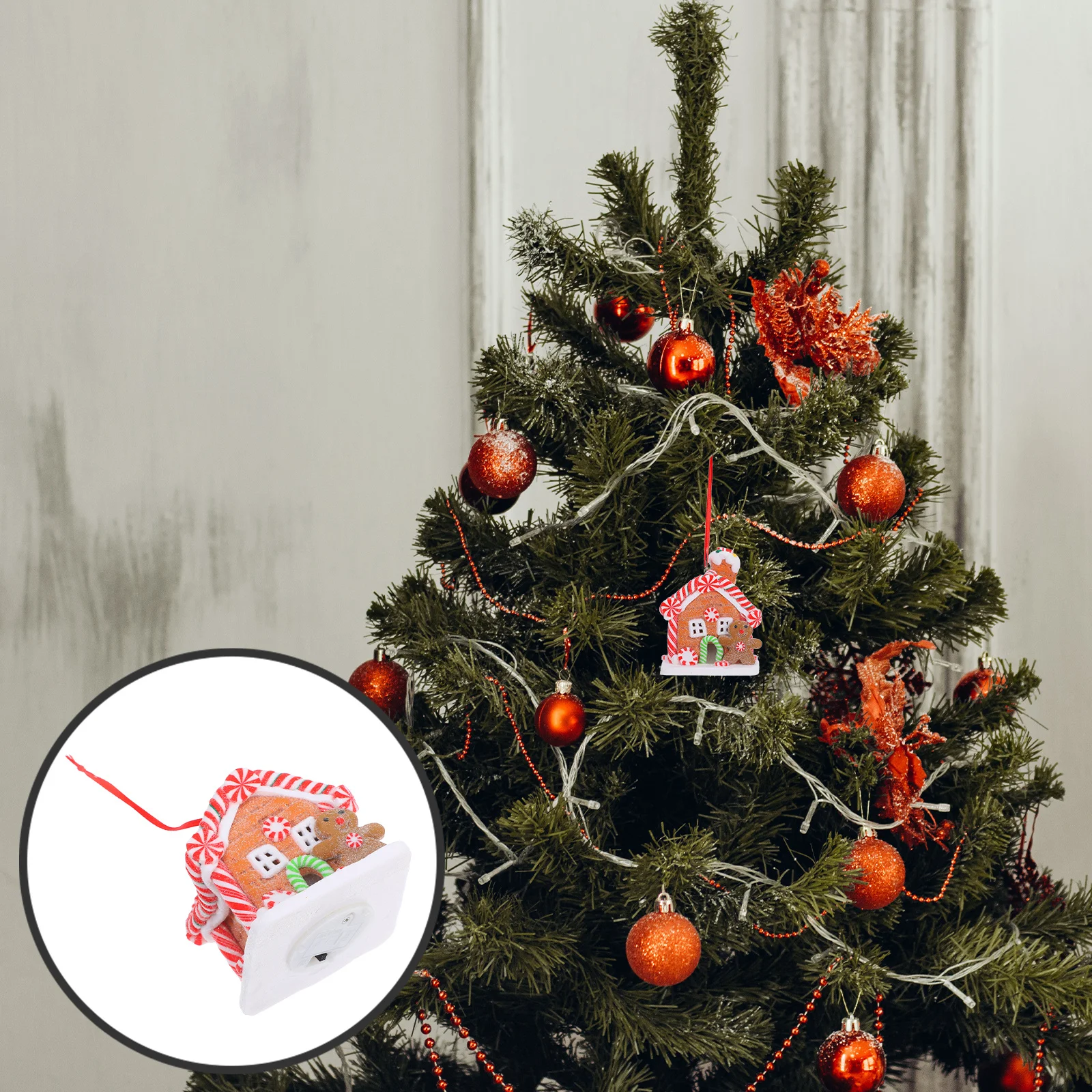 

Christmas Gingerbread Ornament Small LED Light Clay Hanging Decor for Tree Holiday Window Display Ornaments