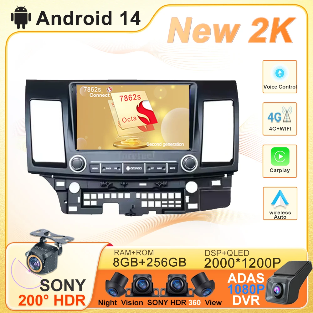 

Auto Radio Android 14 For Mitsubishi lancer EX 2008 - 2018 Multimedia Screen Navigation GPS Player Car Stereo No 2din DVD BT