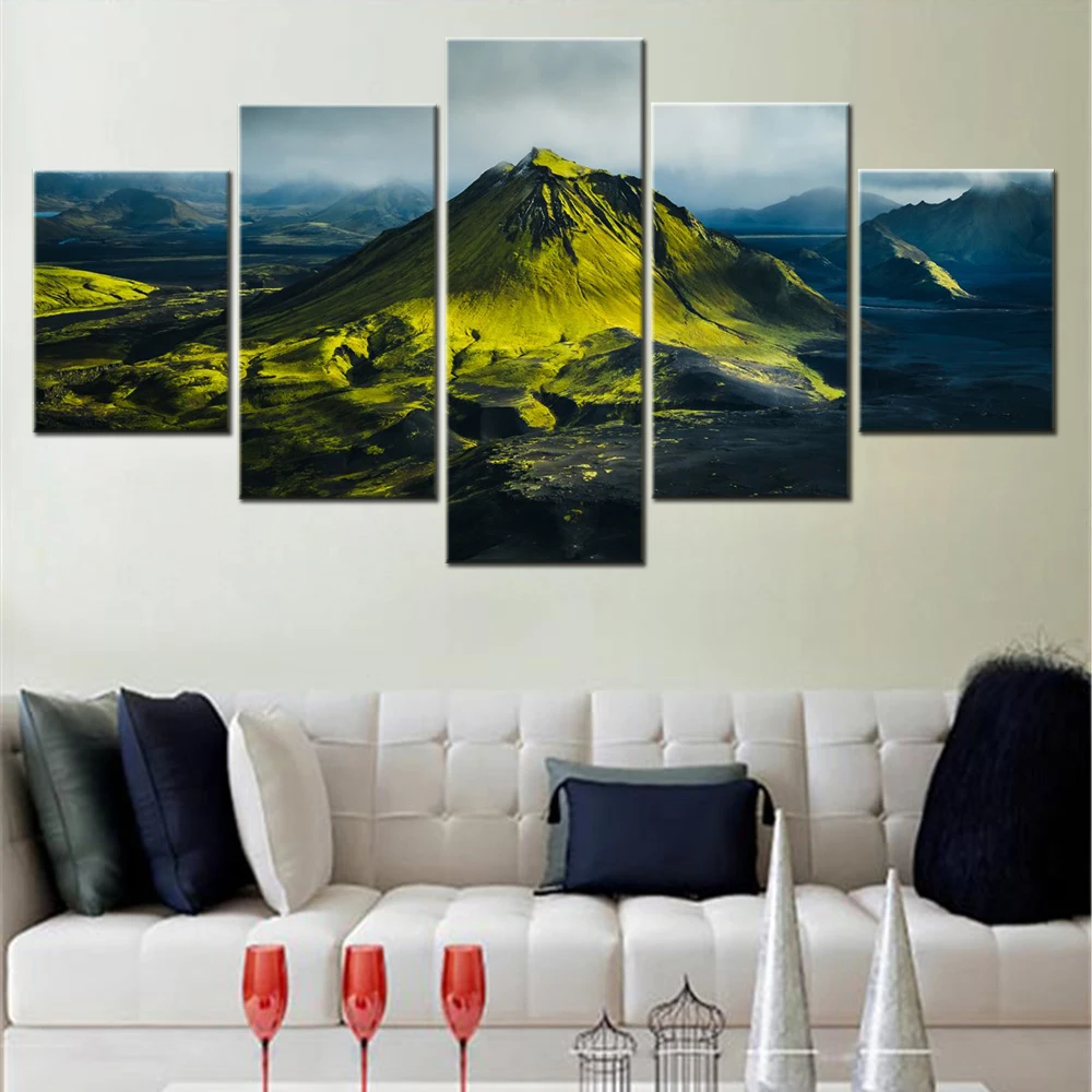 5 Pieces Canvas Wall Arts Landscape Poster Painting Nature Maelifell Volcano Wallpaper Home Decor Poster And Picture Print Mural