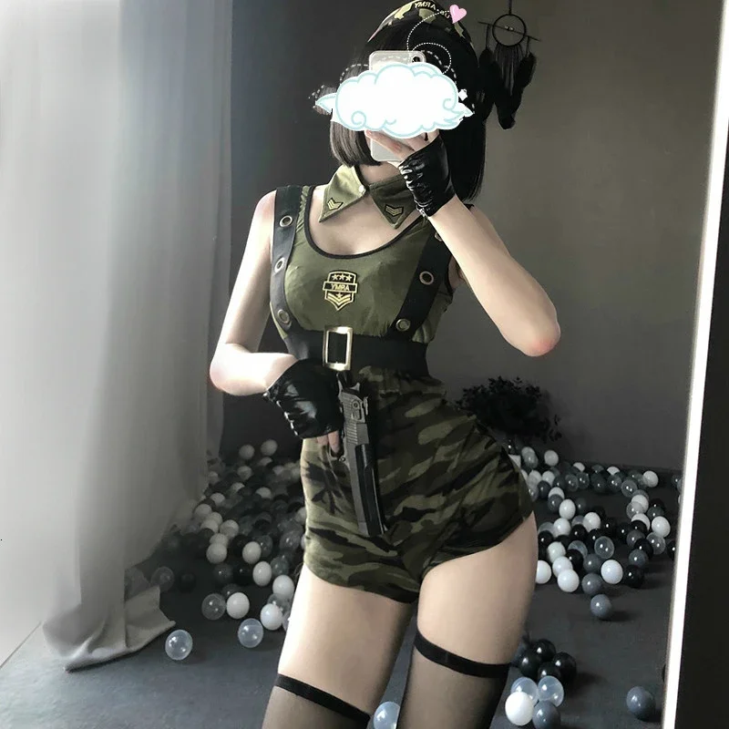 

Cool Girl Army Soldier Costume Roleplay Policewoman Sexy Lingerie Dress Halloween Party Military Instructors Cosplay Uniform