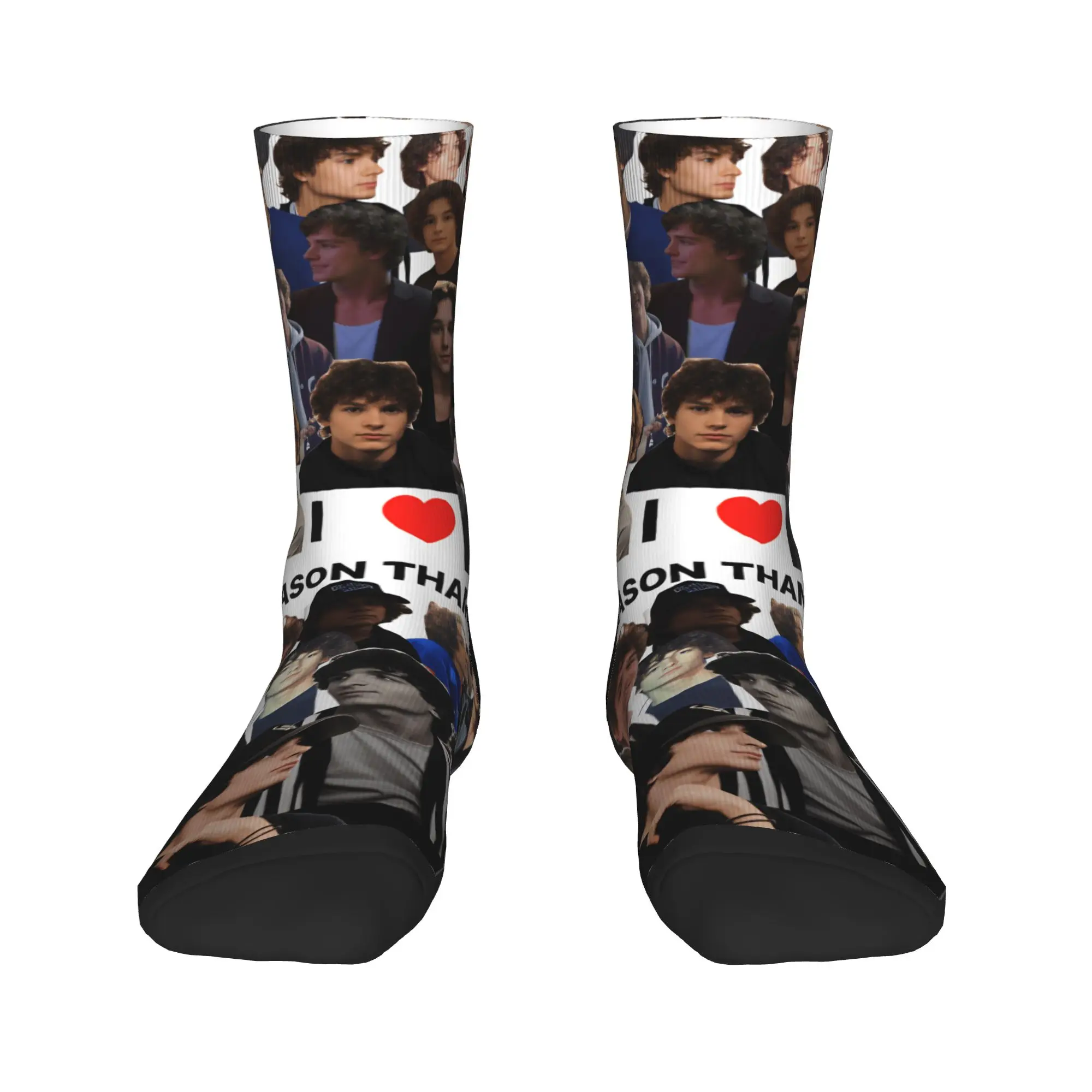 Ator Mason Thames Meias Casuais Casal Meias Macias Respiráveis Inverno Correndo Gráfico Meias Antiderrapantes Presente de Aniversário