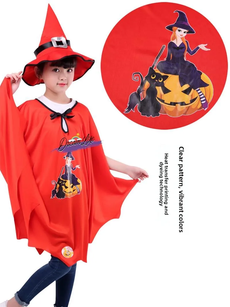 loween Witch Costume Children's Outfit for Girls Boys Toddler Performance Magic Robe Prop Cosplay Set Traditional Hanfu