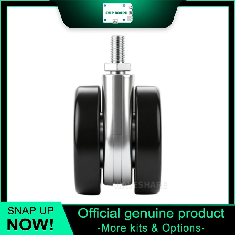 Waveshare HomeRack 2.5 Inch 60mm Caster Wheels with Brakes, M8 Thread Mount, Set of 4 Heavy Rollers