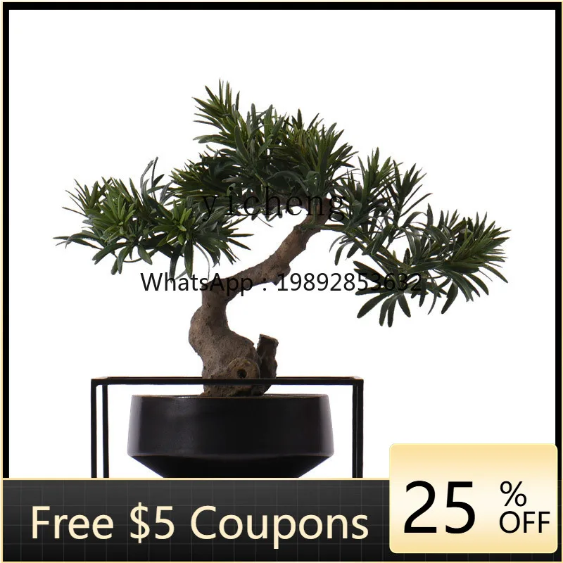 

AA Decoration Living Room Study Desktop Zen Pine Bonsai Model Room Soft Decoration