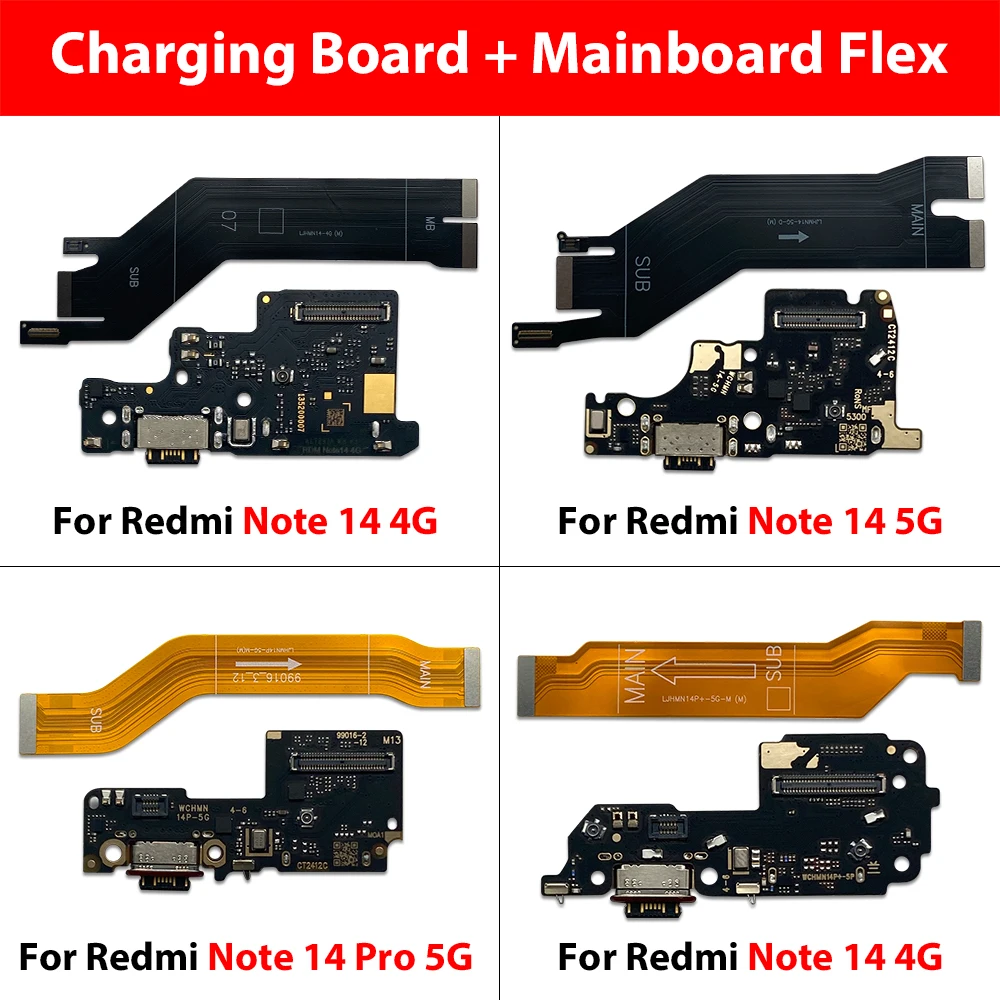 NEW For Xiaomi Redmi Note 14 5G 4G 14 Pro Plus USB Charger Connector Charging Port Micro Board Main LCD Flex Cable Replacement image 4