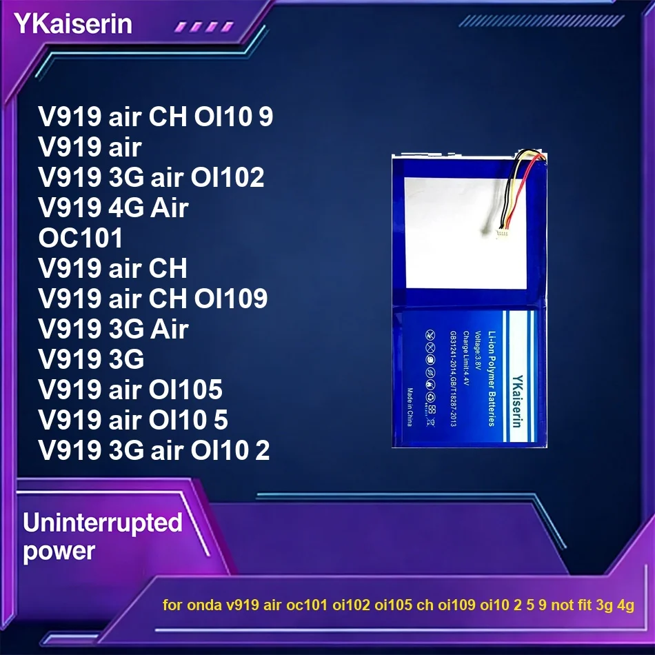 

Tablet Battery Premium Replacement 12300-12500mAh For Onda V919 Air OC101 OI102 OI105 CH OI109 OI10 2 5 9 Not Fit 3G 4G