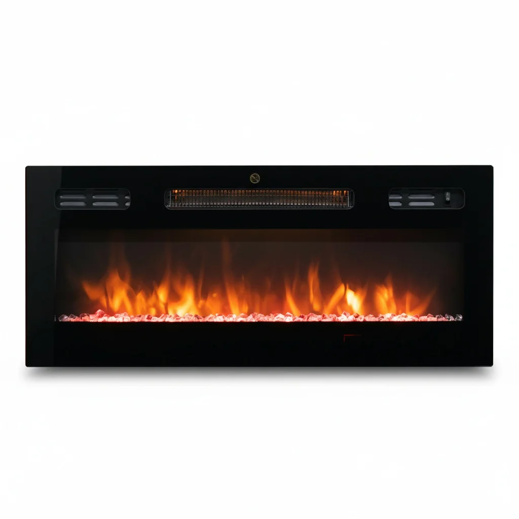 Electric Fireplace, 50-inch Wall-Mounted Fireplace, App-Controlled LED Display with Adjustable Flame, Glass Heating Appliance