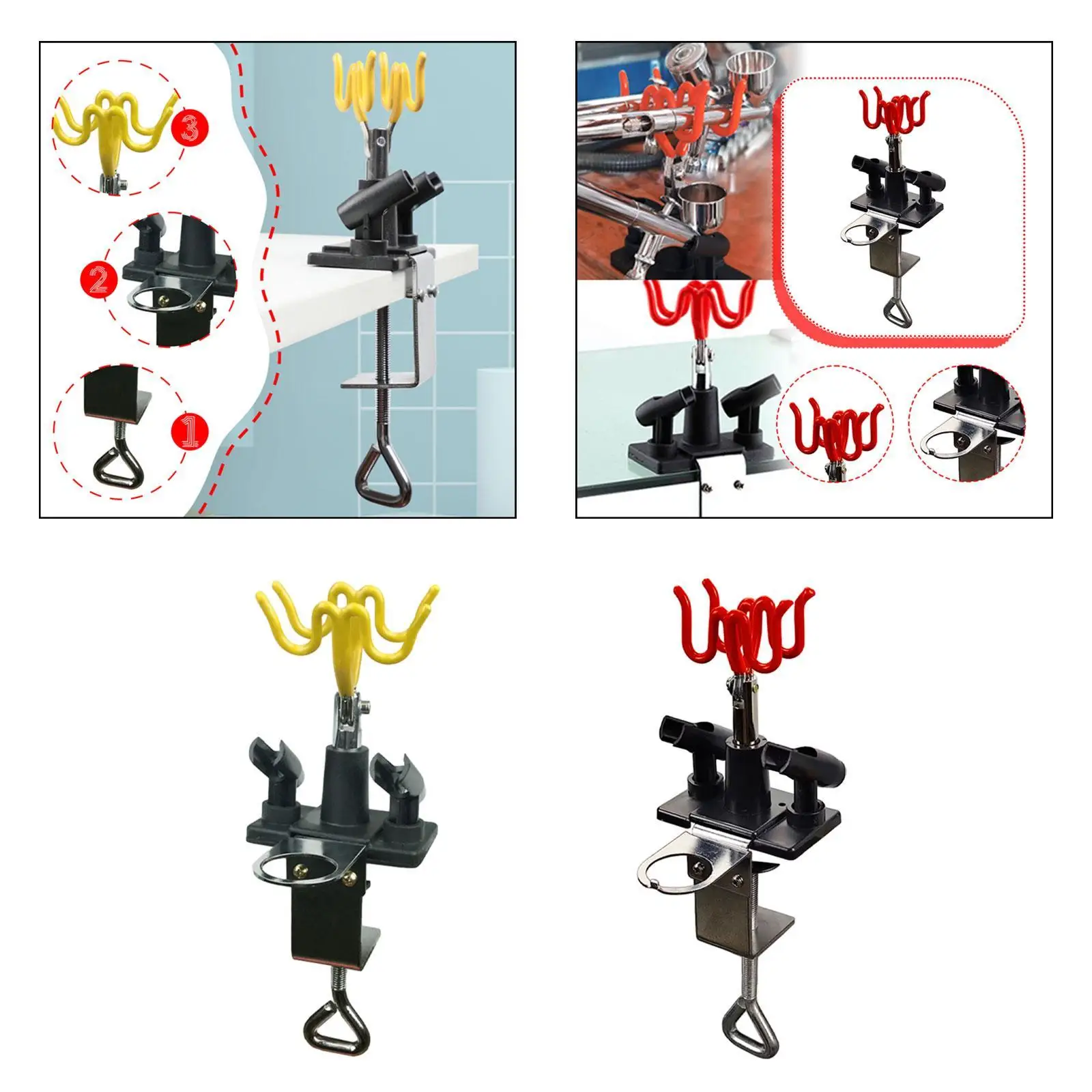 Secure Metal Airbrush Holder Clamp on Desk Stable Table Edge Stand Organizer Bracket for Model Painting Supplies view 4