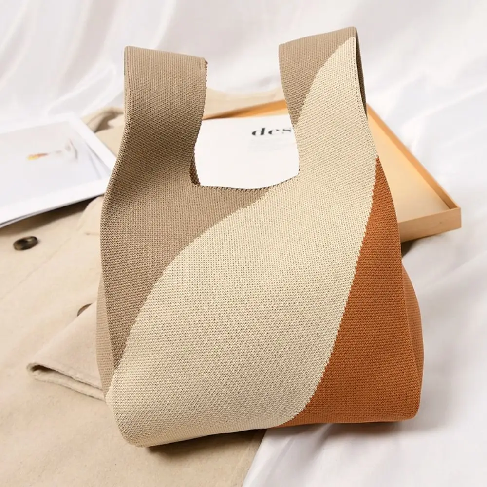 Mini Shoulder Bag Women Girls Handmade Tote Bag Knit Handbag Knot Wrist Bag image 2