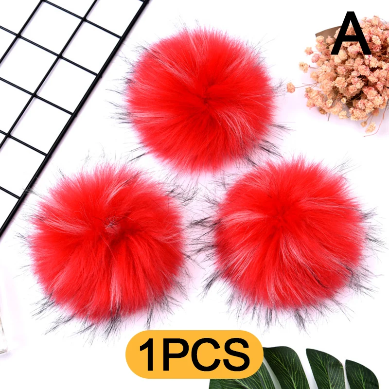 12/15cm Fur Pompom Faux Hairball Hat Ball With Rubber Band Fake Fox Fur Pom Pom Fluffy Handmade DIY Clothing Crafts Accessories