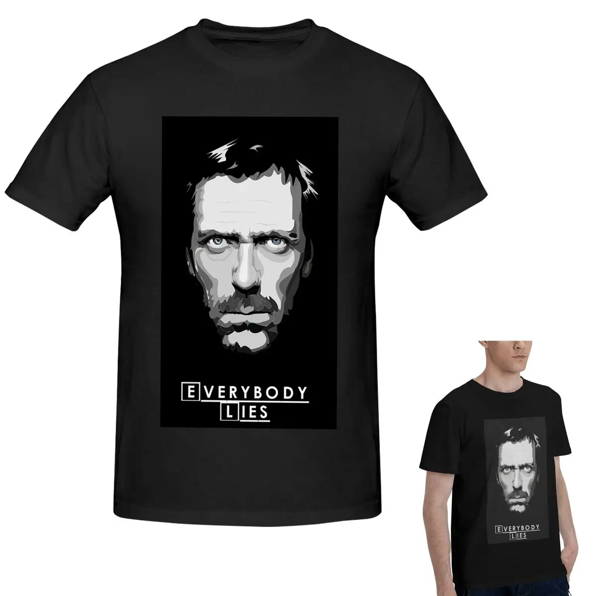 

Футболка из 100% хлопка House MD Everybody Lies, мужская забавная футболка большого размера, мужские летние рубашки с круглым вырезом, топы S-6XL