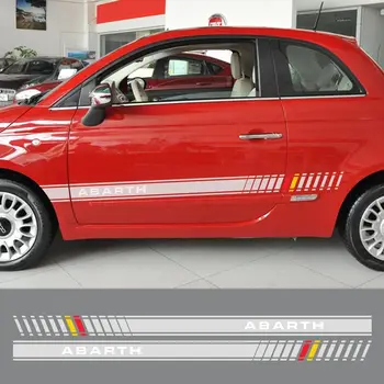 適用於 Fiat 500 Punto Panda Abarth 的 2 件裝汽車車門長條紋貼紙,兩側乙烯基貼花,車身裝飾圖形配件 10 最佳銷售 阿巴斯配件 - №7