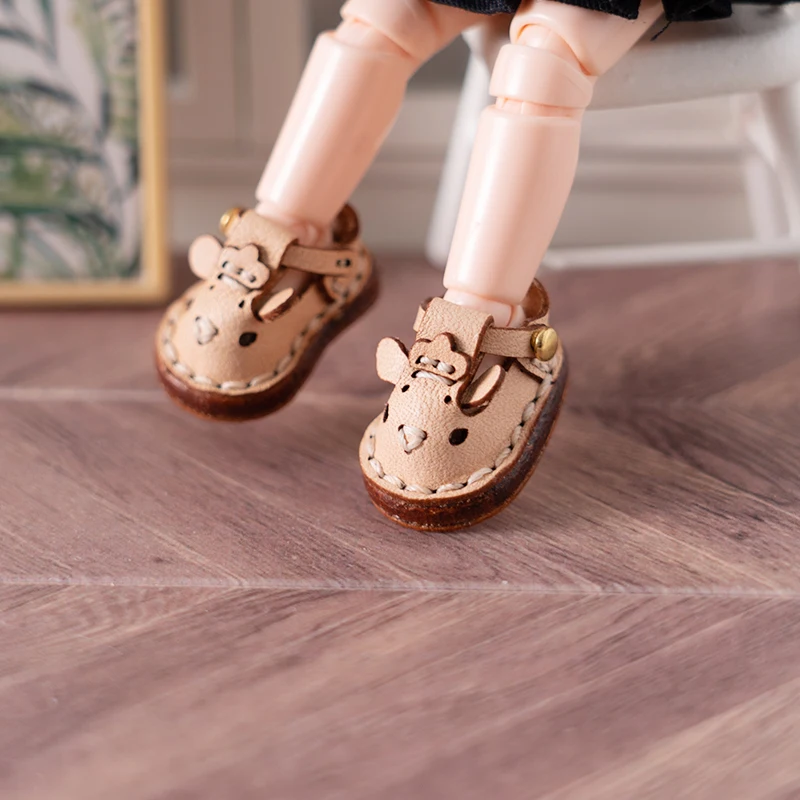 ใหม่ Handmade Cowhide รองเท้าตุ๊กตาน่ารัก OB11รองเท้าหนัง1/12ตุ๊กตา BJD รองเท้า Obitsu11, GSC, Body9, OB11รองเท้าตุ๊กตา