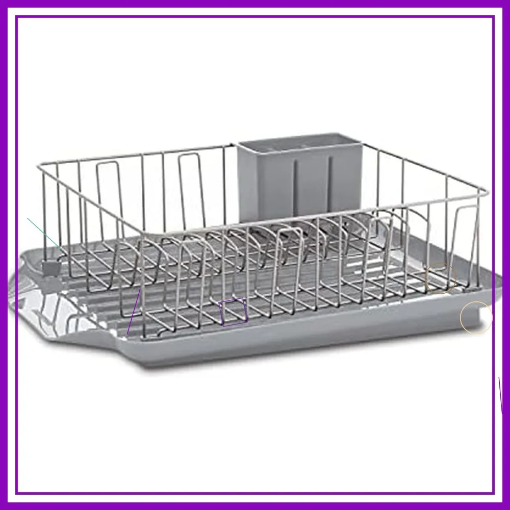 

Large Capacity Dish Drying Rack Set with Drainboard and Utensil Holder, Rust-Resistant Kitchen Counter Organizer
