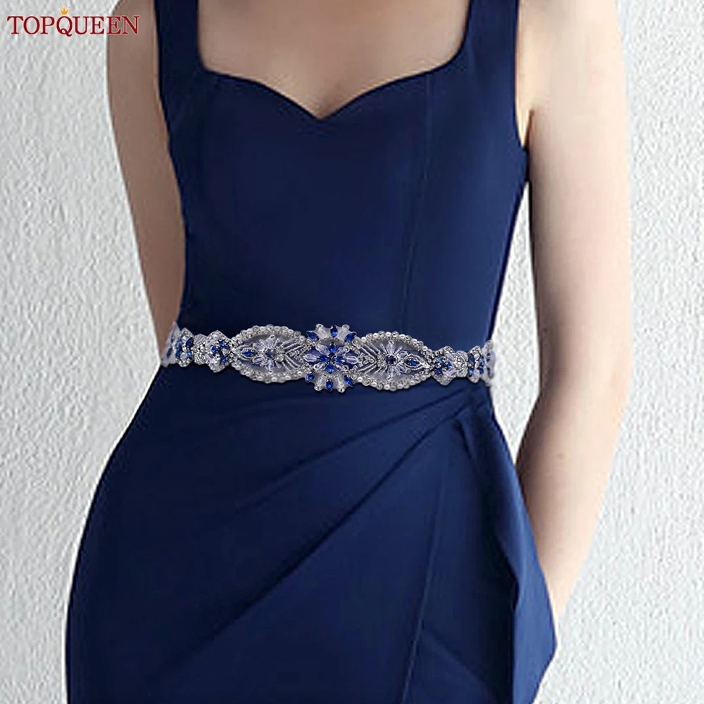 TOPQUEEN Banquet Dress Wedding Dress Sash Bridal Jewelry Belt Handmade Pearl Crystal Applique Bridesmaid Belt S234-ML