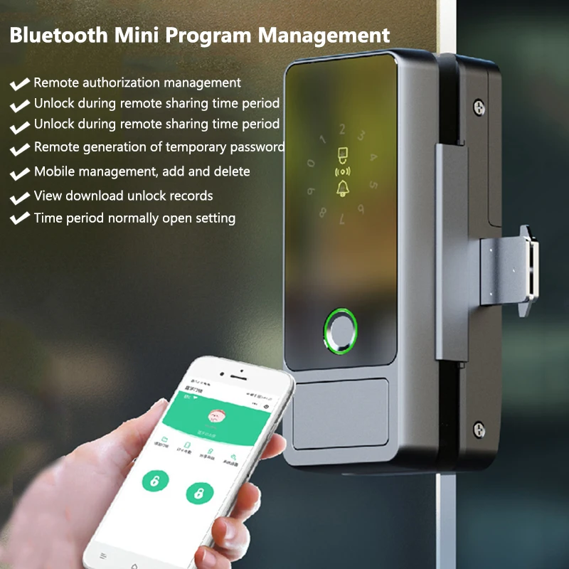 Tuya Bluetooth Smart Door Lock Electronic Digital Lock Fingerprint/Password/IC Card/Key Unlock For Office/Courtyard Glass Door