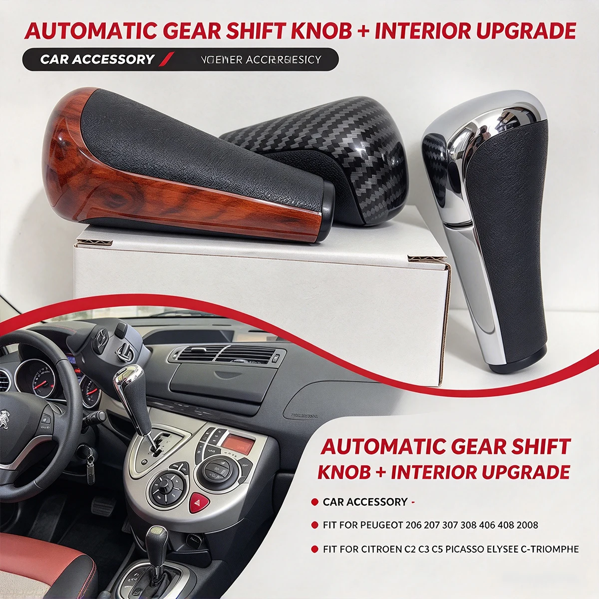 1PC Gear Change Button Automatic Shift Knob Pen Lever For Peugeot 206 207 208 301 307 308 407 408 607 3008 5008 RCZ