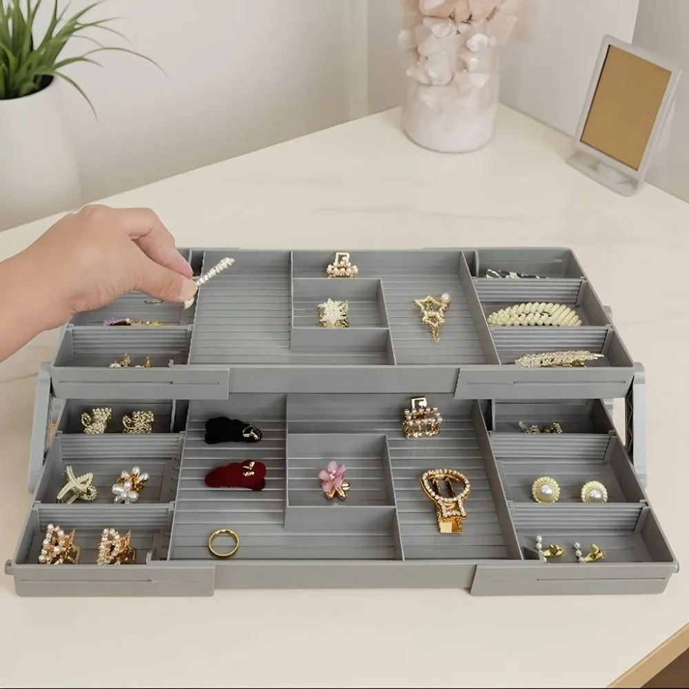 

Складной органайзер для косметики и украшений, 2/3-уровневый, пластиковый, портативный, расширяемый, экономит место