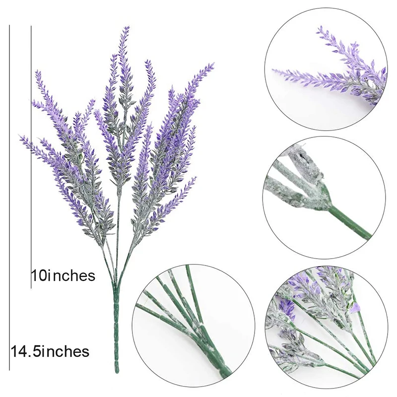 Artificial Lavender Flowers 8Pcs Fake Plants with Faux Plastic Wedding Bouquet for Table Centerpieces Home Kitchen Decor