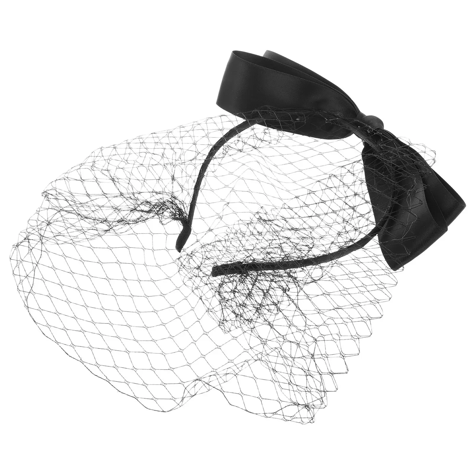 

Mesh Veil Headband Black Bridal Fascinator Bow Women Party Wedding Birdcage Bride Hat Lightweight Retro Headpiece