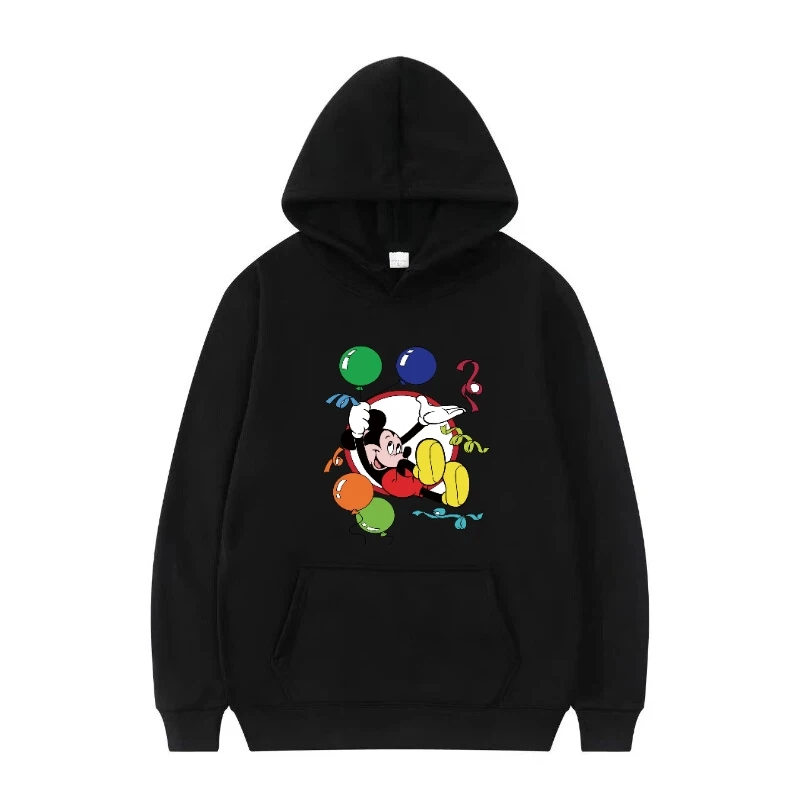 Disney Mickey Mouse Donald Duck Kawaii femme automne Simple Y2k sweat à capuche pour homme mode rétro ample polyvalent sport polaire pulls
