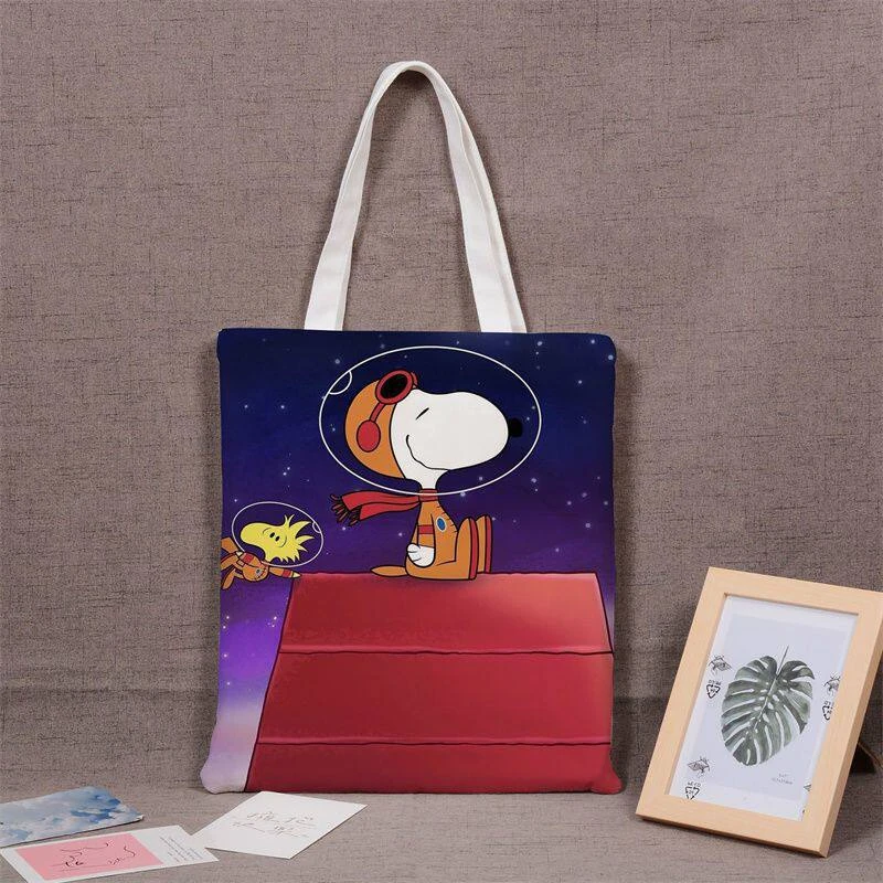 

Snoopy Tote Bag Foldable Shopping Bag Reusable Eco Large Unisex Canvas Fabric Shoulder Bags Tote Grocery Cloth Pouch