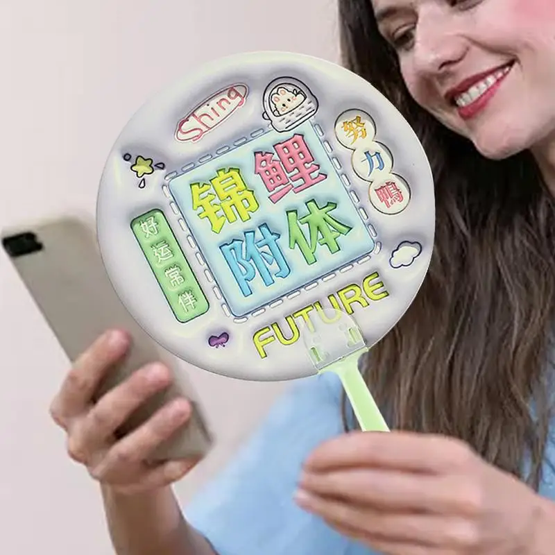 Ventilatore portatile rotondo modelli di lettere ventola manuale piccola ventola ventole di raffreddamento portatili decorazione multiuso ventole di raffreddamento ventola rotonda estiva