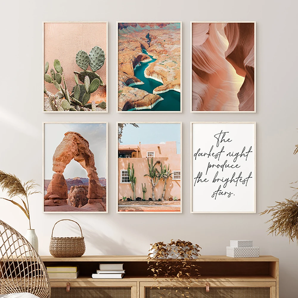 

Desert Gallery Wall Set of 6 Canvas Print Desert Photography Photo Art Canvas Poster Southwest Landscape Poster Room Home Decor