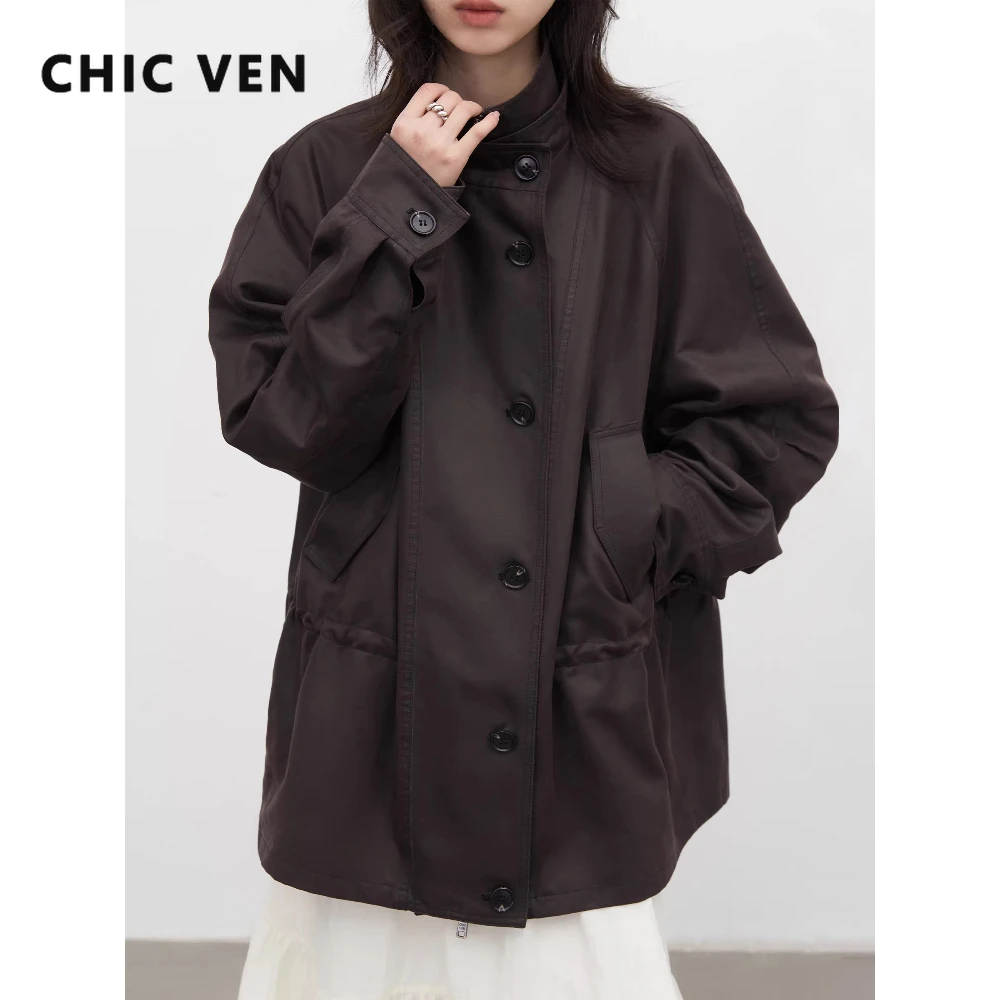 CHIC VEN New Women Faux Leather Jacket Streetwear Loose Casual Ladies Coat Motorcycle Outerwear Windproof Spring Autumn 2026