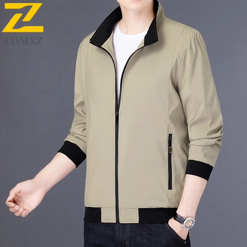 

COMXZ 2025 Осенняя мужская куртка Lightw, роскошный универсальный бейсбольный воротник, ветрозащитное пальто для кемпинга, новые бейсбольные пальто в стиле Ins