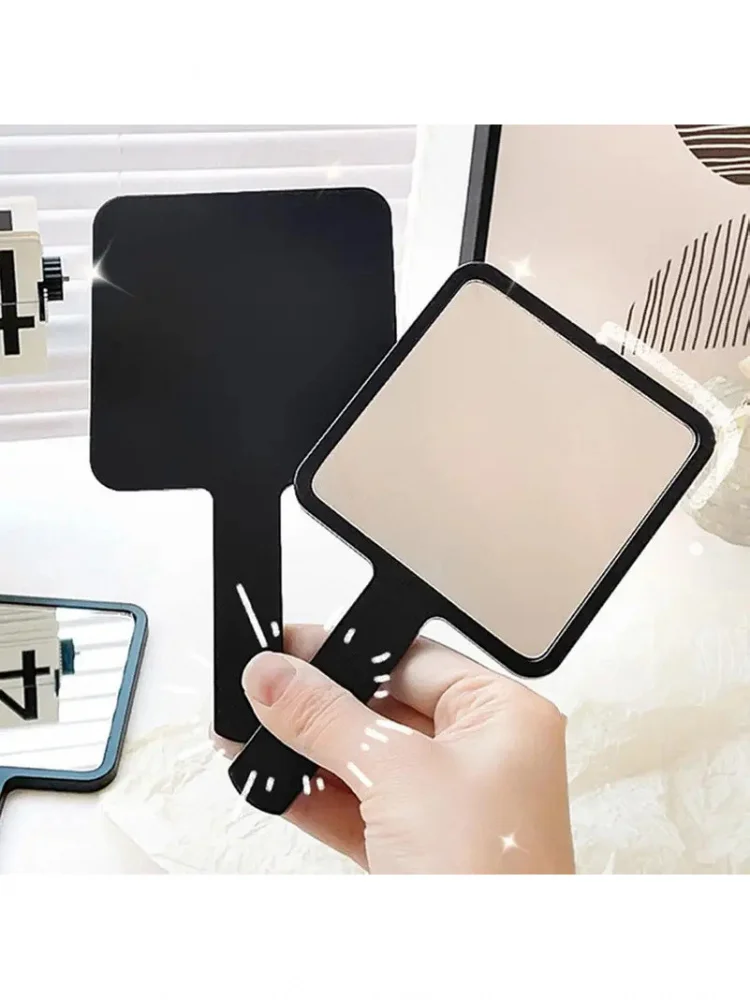 Draagbare reismake-upspiegel met plastic handvat - vierkante make-upspiegel, perfect cadeau, geschikt voor vrouwen, schoonheidsaccessoire - afbeelding 2