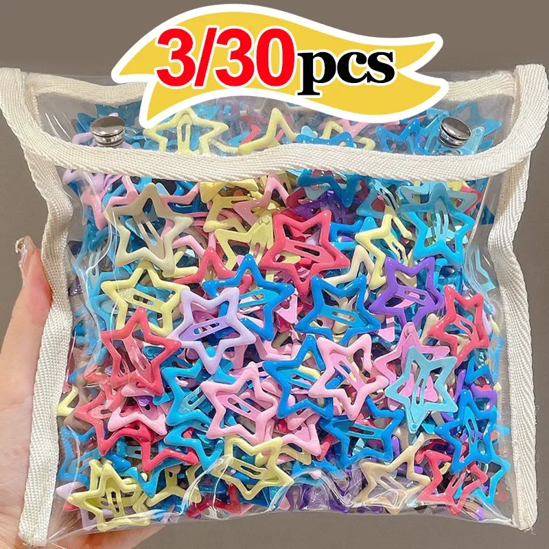 Stars Barrettes Women Bobby Pin Girl Y2K Colorful Metal Snap Clips Kid Korean BB Hairpins Crab Stick Headwear Hair Accessories