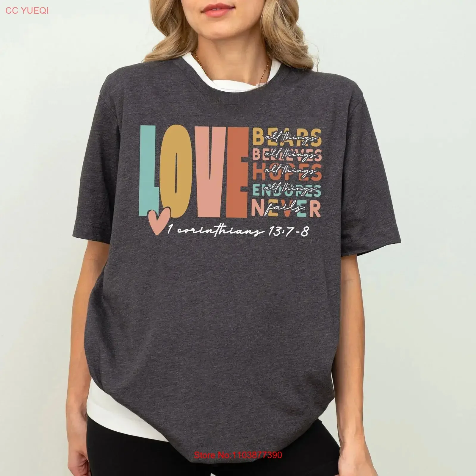 Amor ursos todas as coisas t camisa versículo da bíblia camisola 1 corinthianos 13 7 8 cristão motivacional fé religiosa vintage lavado