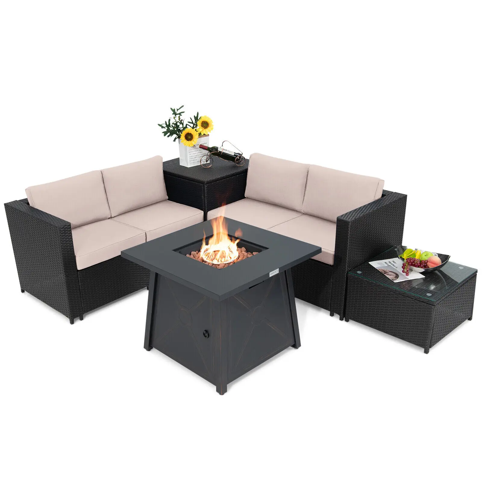 Costway 5PCS Patio Rattan Furniture Set 30