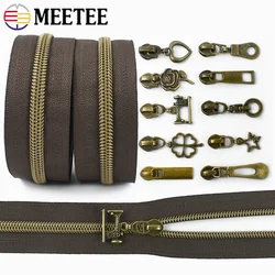 1-5M 5# Bronze Nylon Zippers Tape with Zipper Slider Head Plastic Coil Zips Bag Decor Zip Puller Closure Repair Sewing Accessory