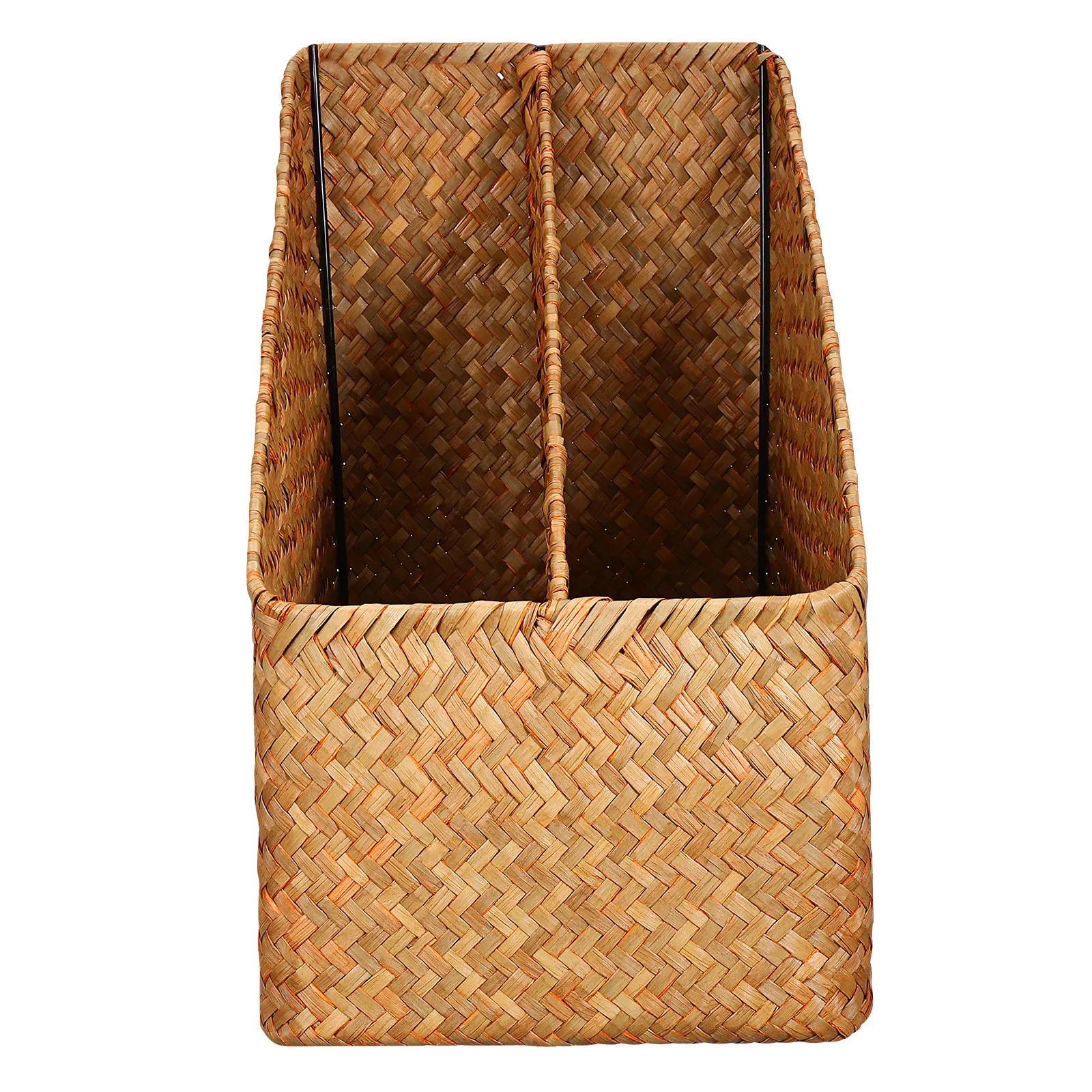 

Fine-Workmanship Woven Straw File Organizer Desktop Document Rack Book Holder Storage Basket for Office Study Library Dorm Room