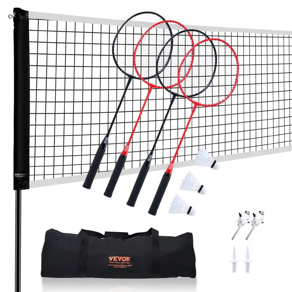 

Badminton Net Set Portable Outdoor for Backyard Beach Park Kids Adults Complete Set with Net Poles Carrying Bag 4 Rackets 3