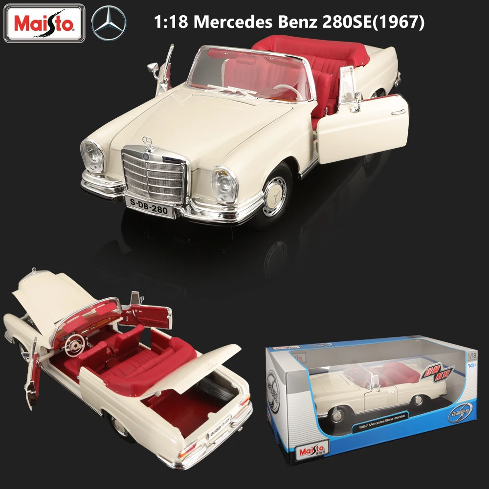 

Maisto 1967 Mercedes Benz 280SE Convertible Sport Car 1:18 Diecast Model Car Collection Gifts For Adults Children