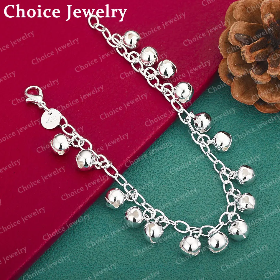 

925 Sterling Silver Bells Beads Charm Bracelets for Women's Fashion Jewelry Ethnic Style Street Versatile Accessories