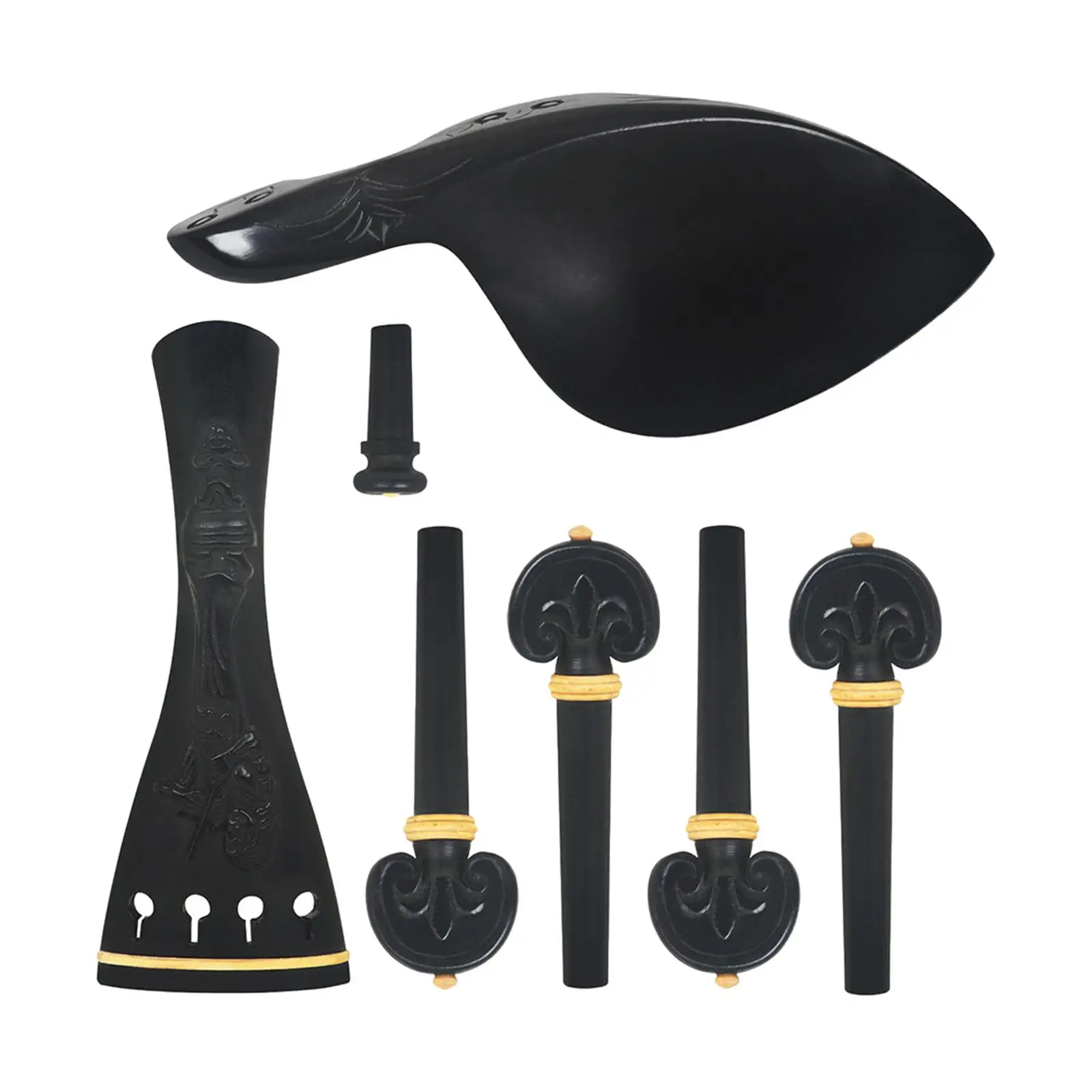 

7Pcs Tailpiece Endpin Set, Violin Accessory Kits, Wood Violin Chin Rest Chinrest for 4/4-3/4 Violin Lover